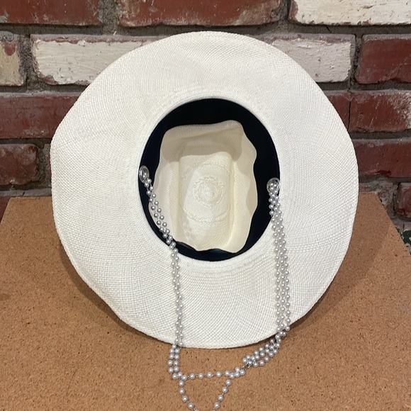 Gladys Tamez Millinery x REVOLVE Pearl Band Cowboy Handmade Hat White Size S - Picture 7 of 7
